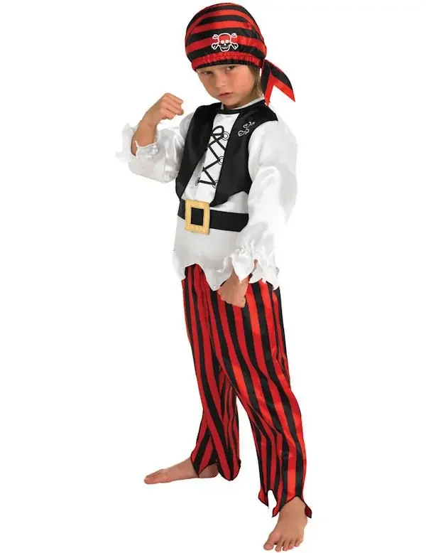 Pirat Junge Kostüm Rot-Schwarz Jungen