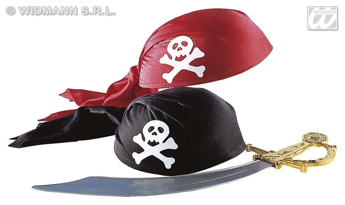 Piratenmuts, Stof (Zwart, Rood)
