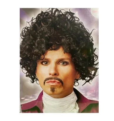 Popstar Perücke – gelockt schwarz