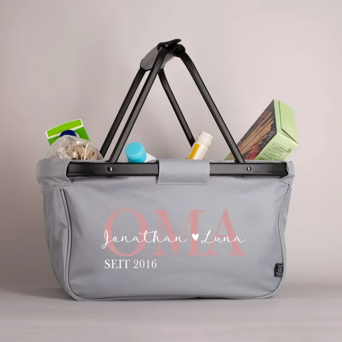 Praktischer Einkaufskorb – Oma seit – mit individuellem Aufdruck