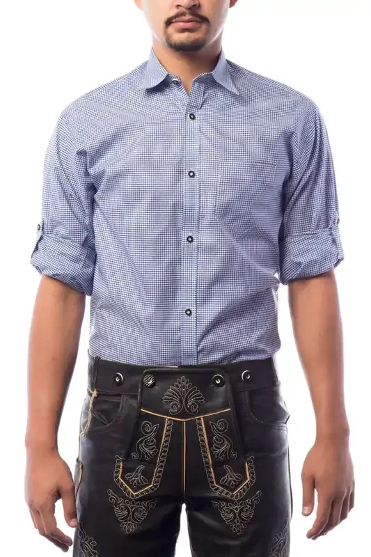 Rene Ritterbock Checker Shirt Bier Party Blau Herren