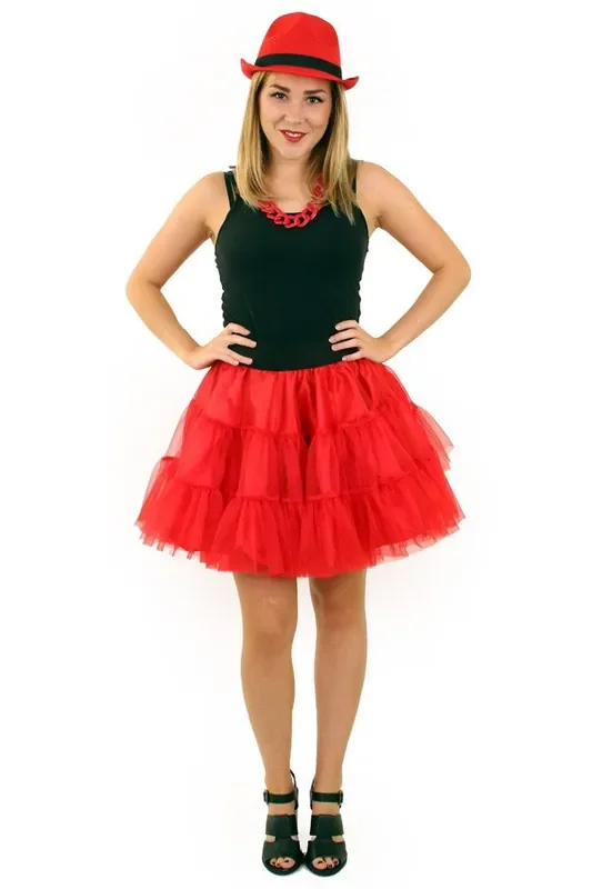 Roter Dreilagen-Petticoat Rocknroll Damen