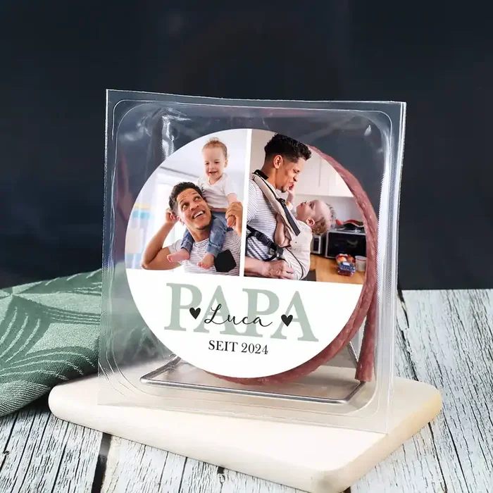 Salami Kabeltrommel für den besten Papa mit 2 Fotos
