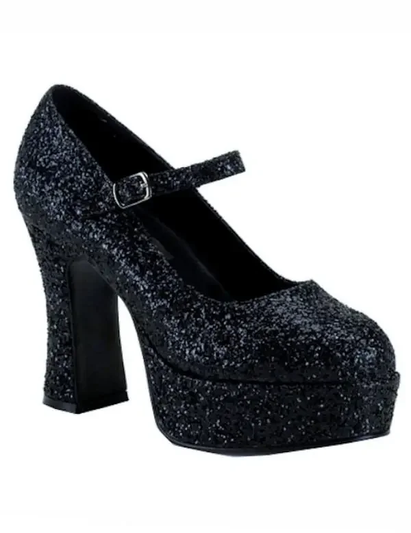 Schwarze Glitzerschuhe Frau