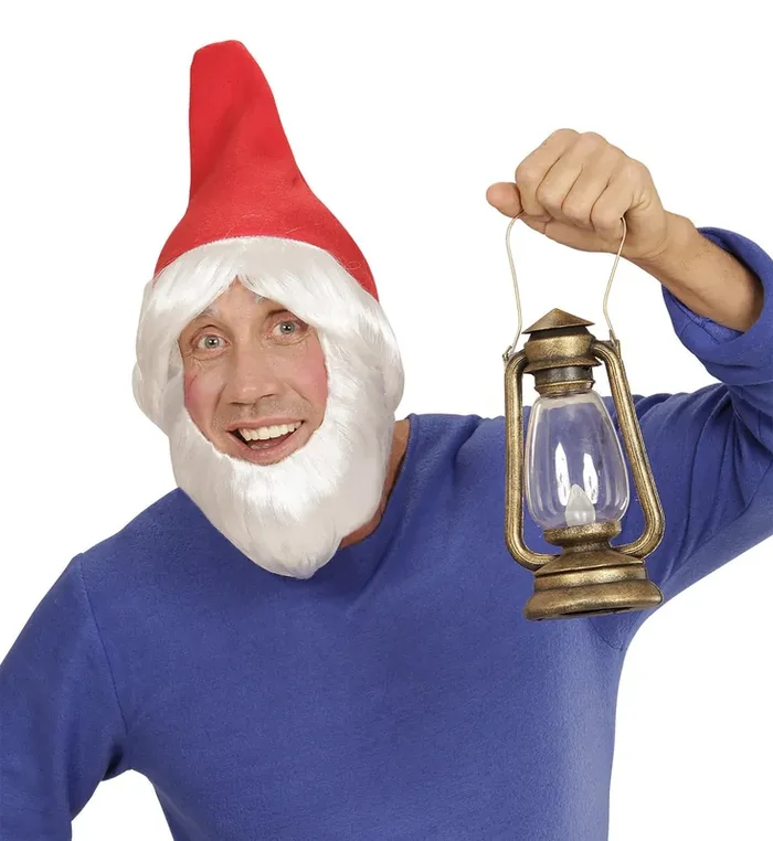 Seltener Gnomhut Rot Mit Perücke Und Bart