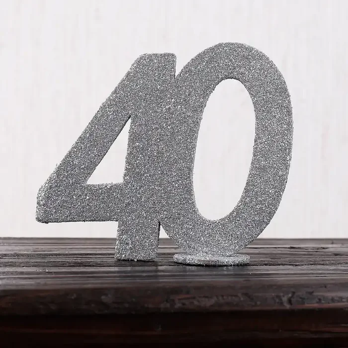 Silberne Dekozahl 40 zum Geburtstag für Tischdekoration