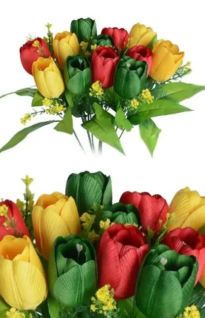 Strauß Tulpen Rot Gelbgrün 12 Stücke