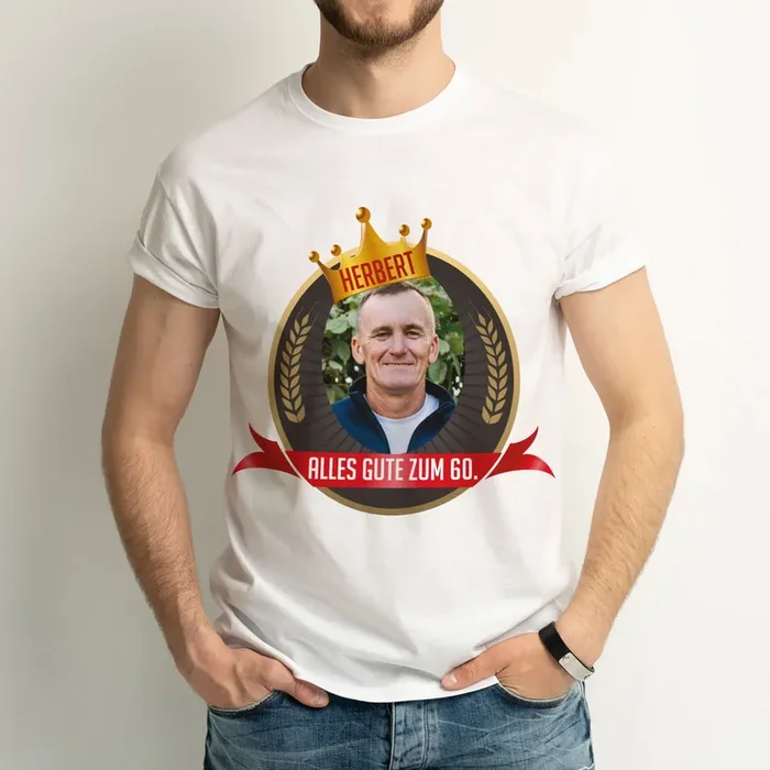 T-Shirt zum Geburtstag personalisiert mit Foto, Name & Text Krone