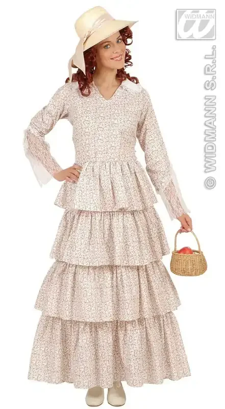 Victoriaanse Dame, Bloemen Motief Ms Decent Vrouw Kostuum