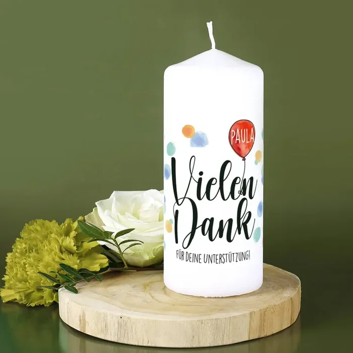 Vielen Dank – Kerze mit Name und persönlichem Text