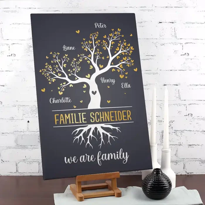 We are family – Leinwand mit Familienbaum und Ihren Namen