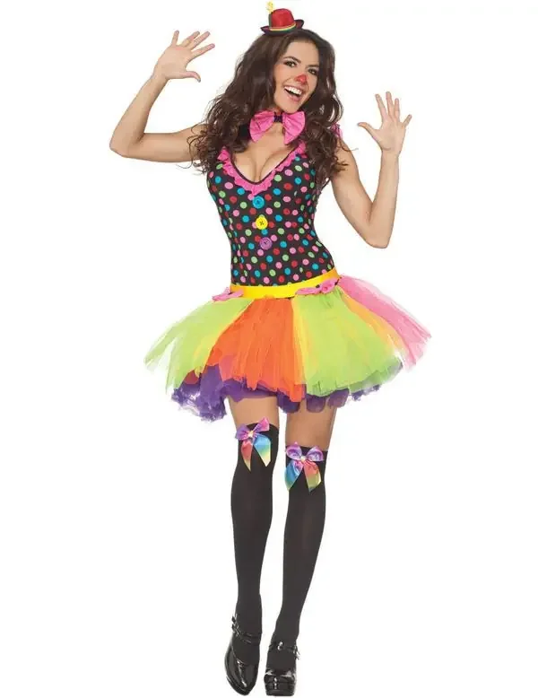 Weibliche 80er -Jahre -Clown -Frauenkostüm Damenkostüm