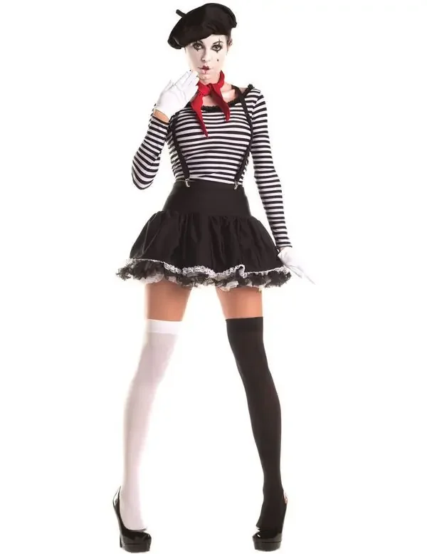 Weibliche Französische Mime -Künstler -Kostüm Damenkostüm
