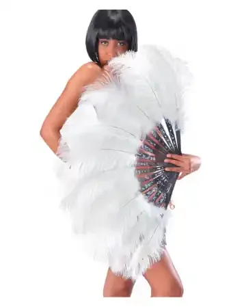 Weißer Burlesque Federfächer XXL 50cm