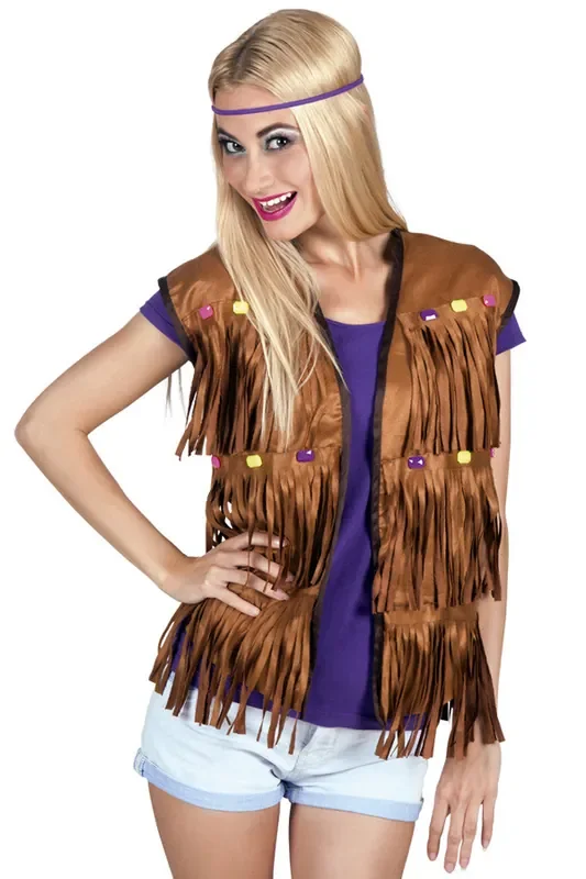 Weste Hippie Mit Perlen Damen