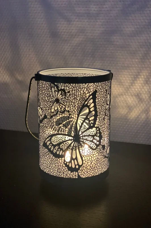 Windlicht schwarz+weiß Schmetterling