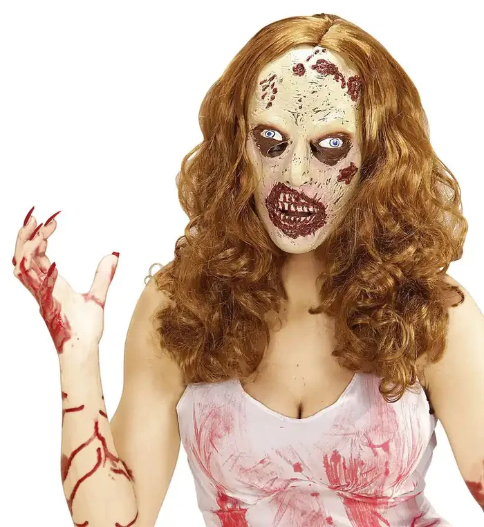 Zombie -Maske Mit Perücke Lang Normales Haar